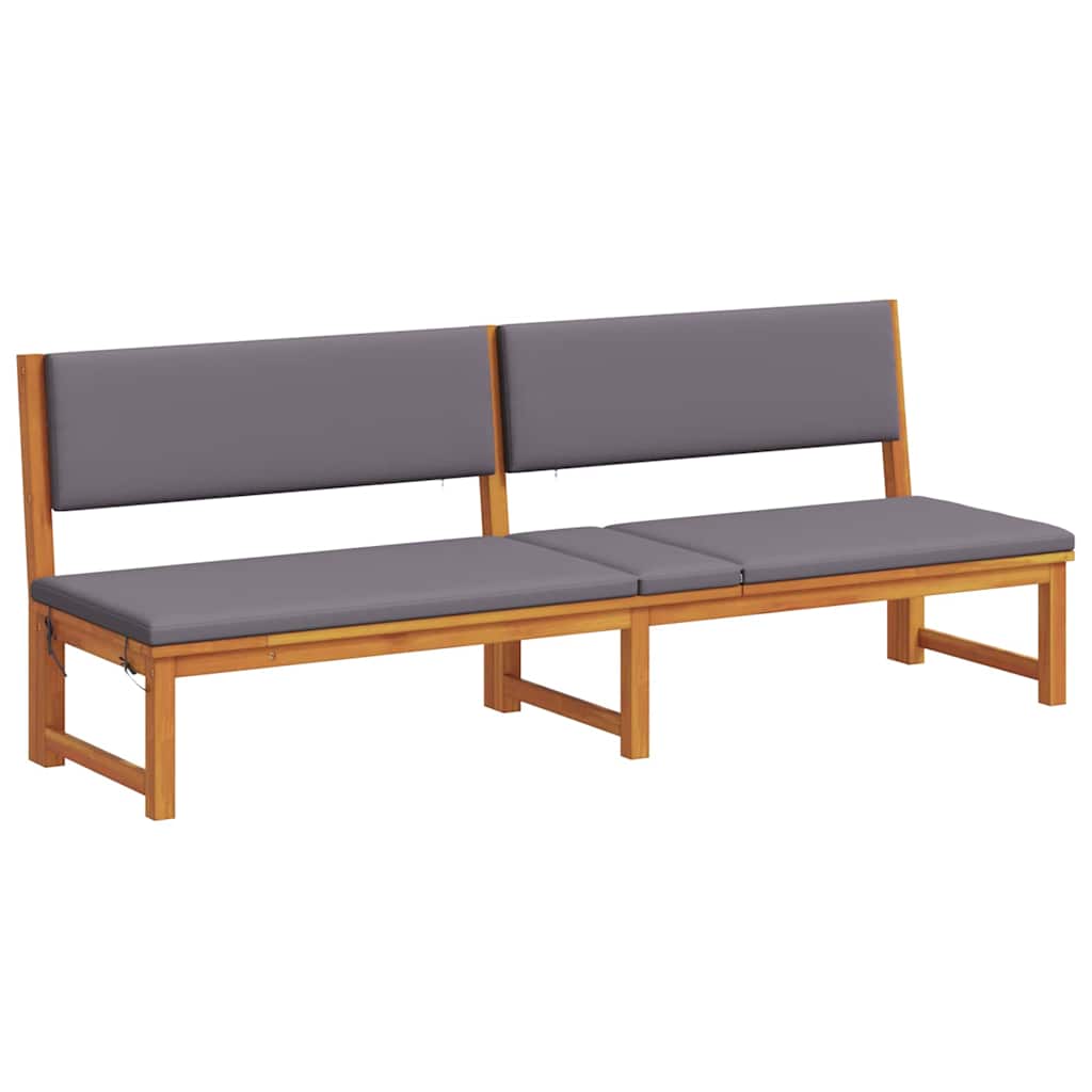 Sun Lounger Reclining Brown 200 x 57 x 75cm Solid Acacia wood